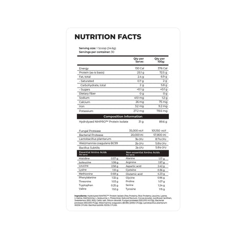 NiHPRO Hydrolysed Protein Isolate By DAYONE Performance