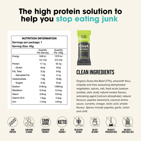 Organic Beef Brisket Bars By Chief Nutrition
