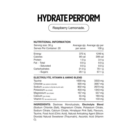 Hydrate Perform Electrolyte + Carbohydrate By Switch Nutrition