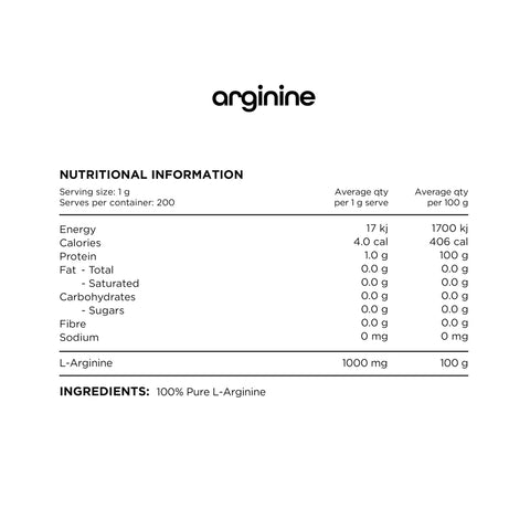 100% Pure Arginine By Switch Nutrition